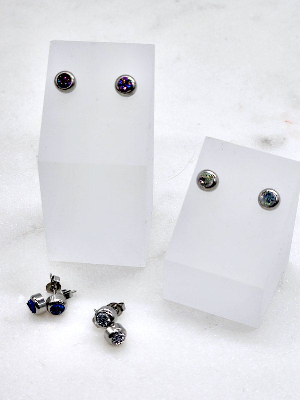Bezel Druzy Stud Earrings