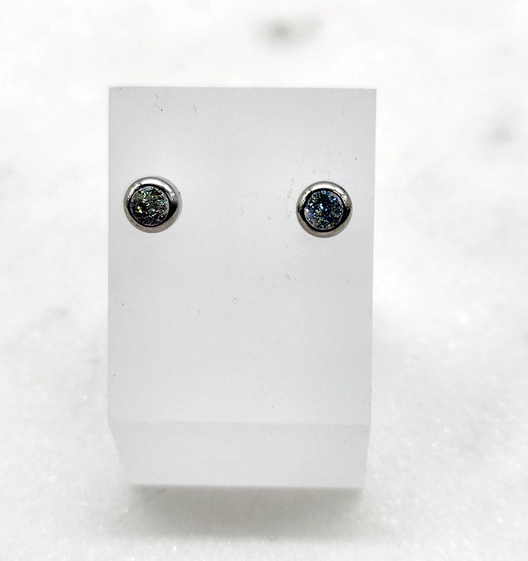 Bezel Druzy Stud Earrings