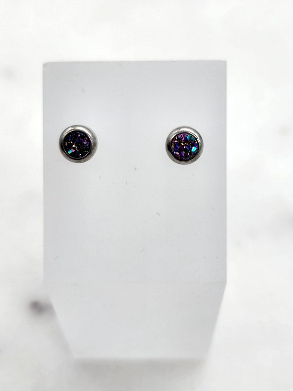 Bezel Druzy Stud Earrings