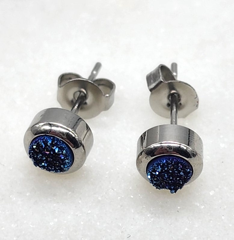 Bezel Druzy Stud Earrings
