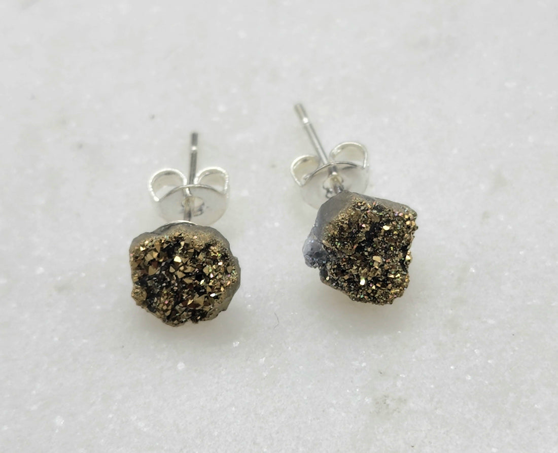 Genuine Druzy Stud Earring