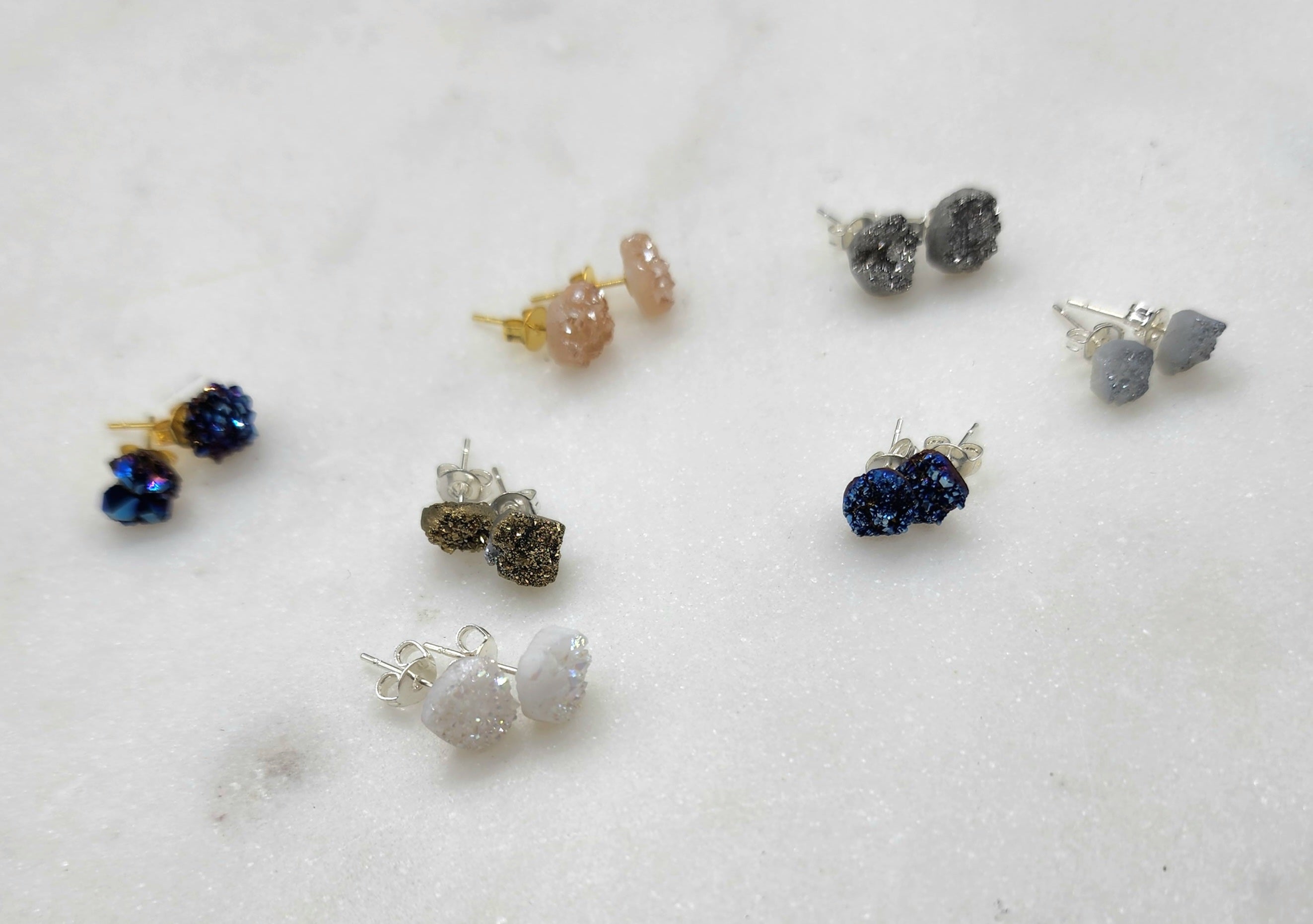 Genuine Druzy Stud Earring