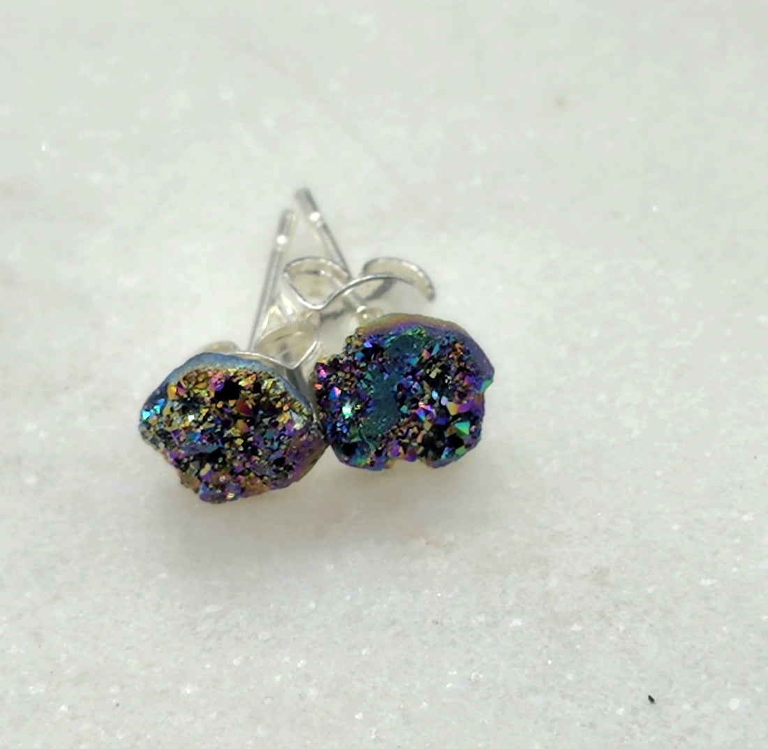 Genuine Druzy Stud Earring