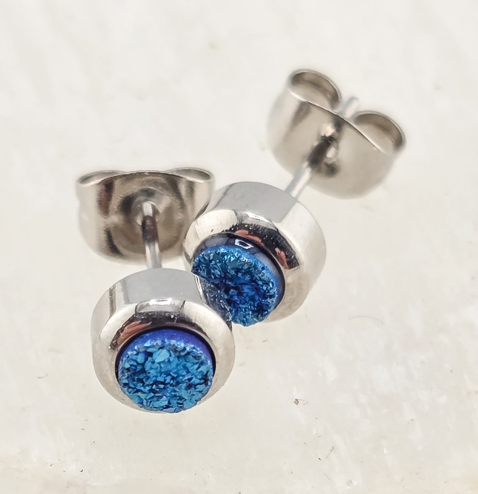 Bezel Druzy Stud Earrings