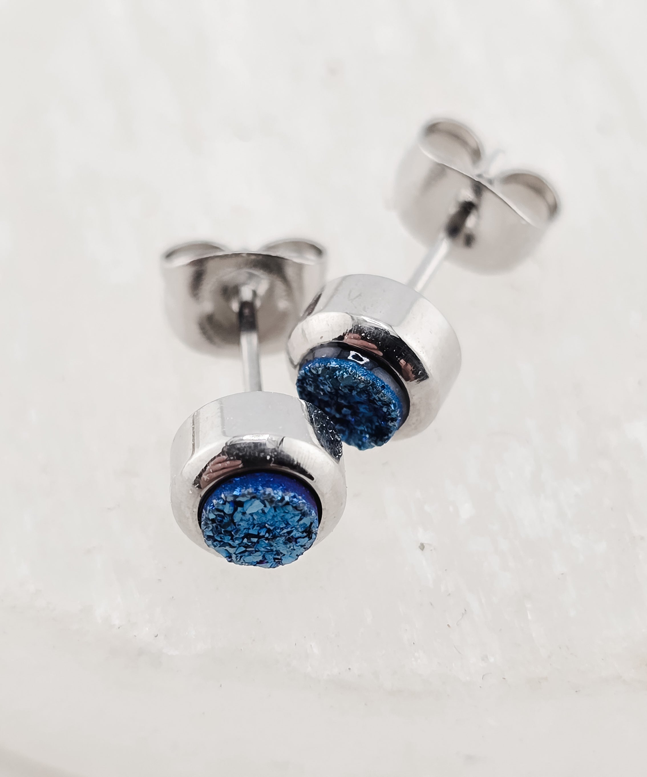 Bezel Druzy Stud Earrings