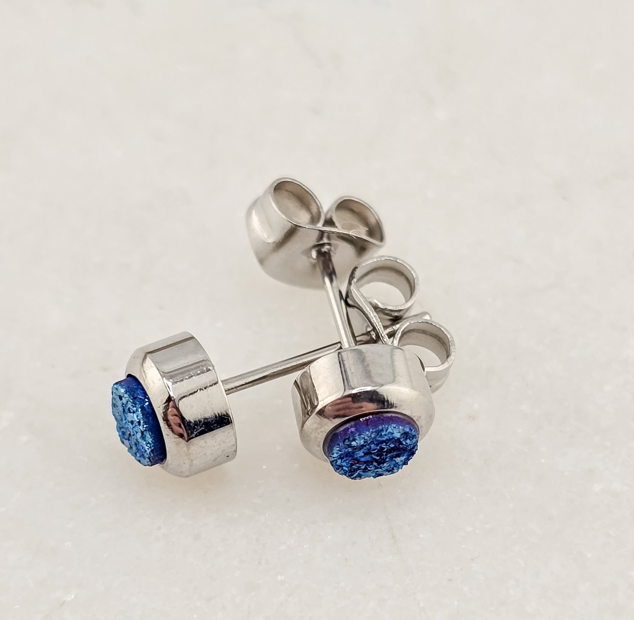 Bezel Druzy Stud Earrings