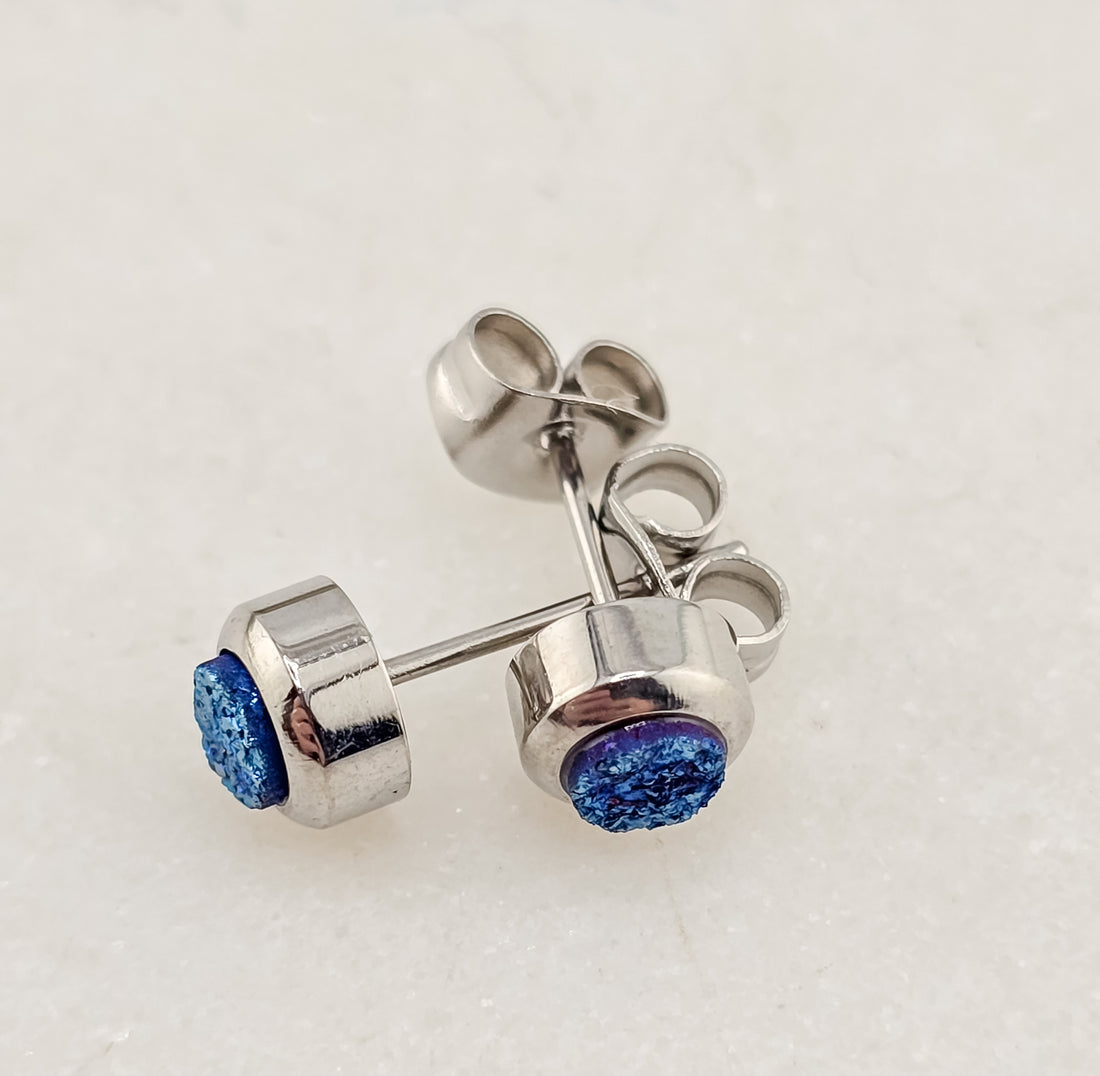 Bezel Druzy Stud Earrings