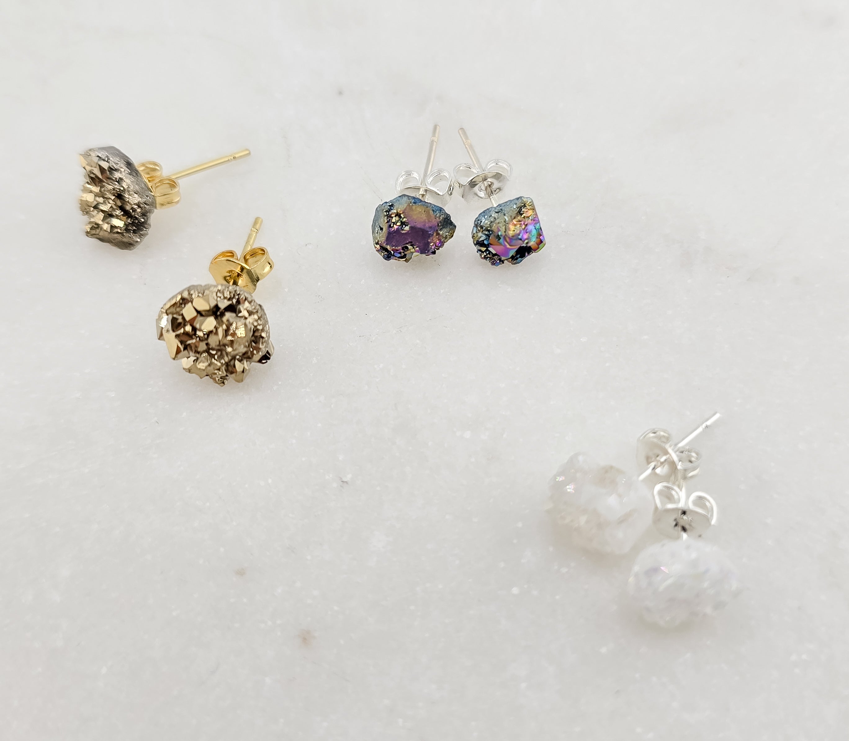 Genuine Druzy Stud Earring