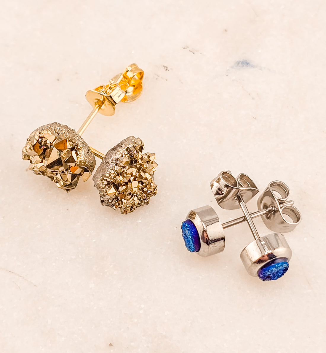 Genuine Druzy Stud Earring