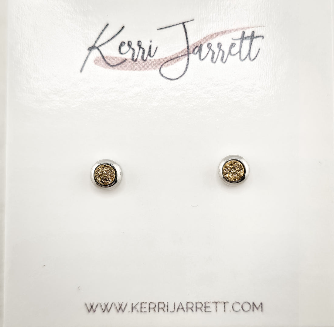 Bezel Druzy Stud Earrings