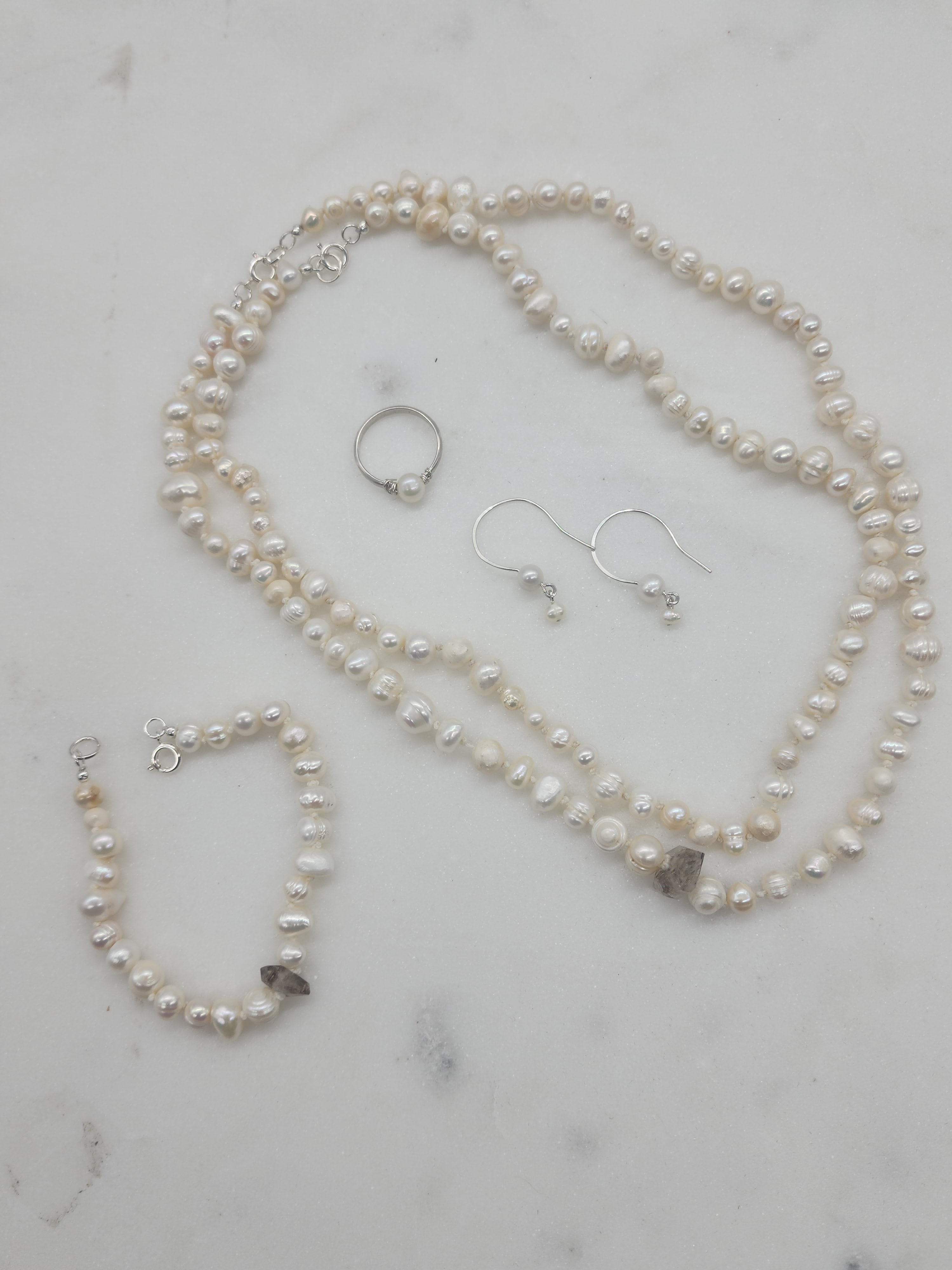 Single Strand Hand Tied Pearl Necklace 16