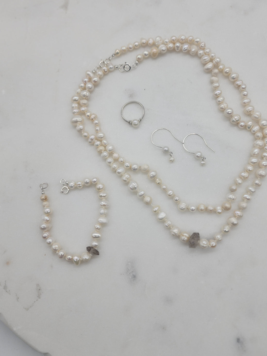 HandTied Pearl Necklace with Herkmier Diamond Accent