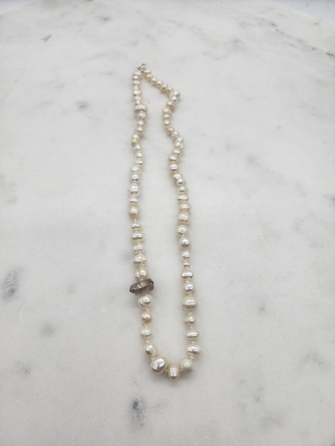 HandTied Pearl Necklace with Herkmier Diamond Accent