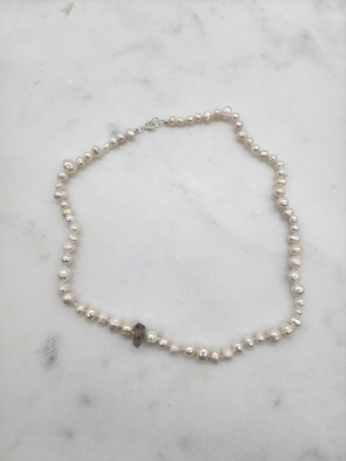 HandTied Pearl Necklace with Herkmier Diamond Accent