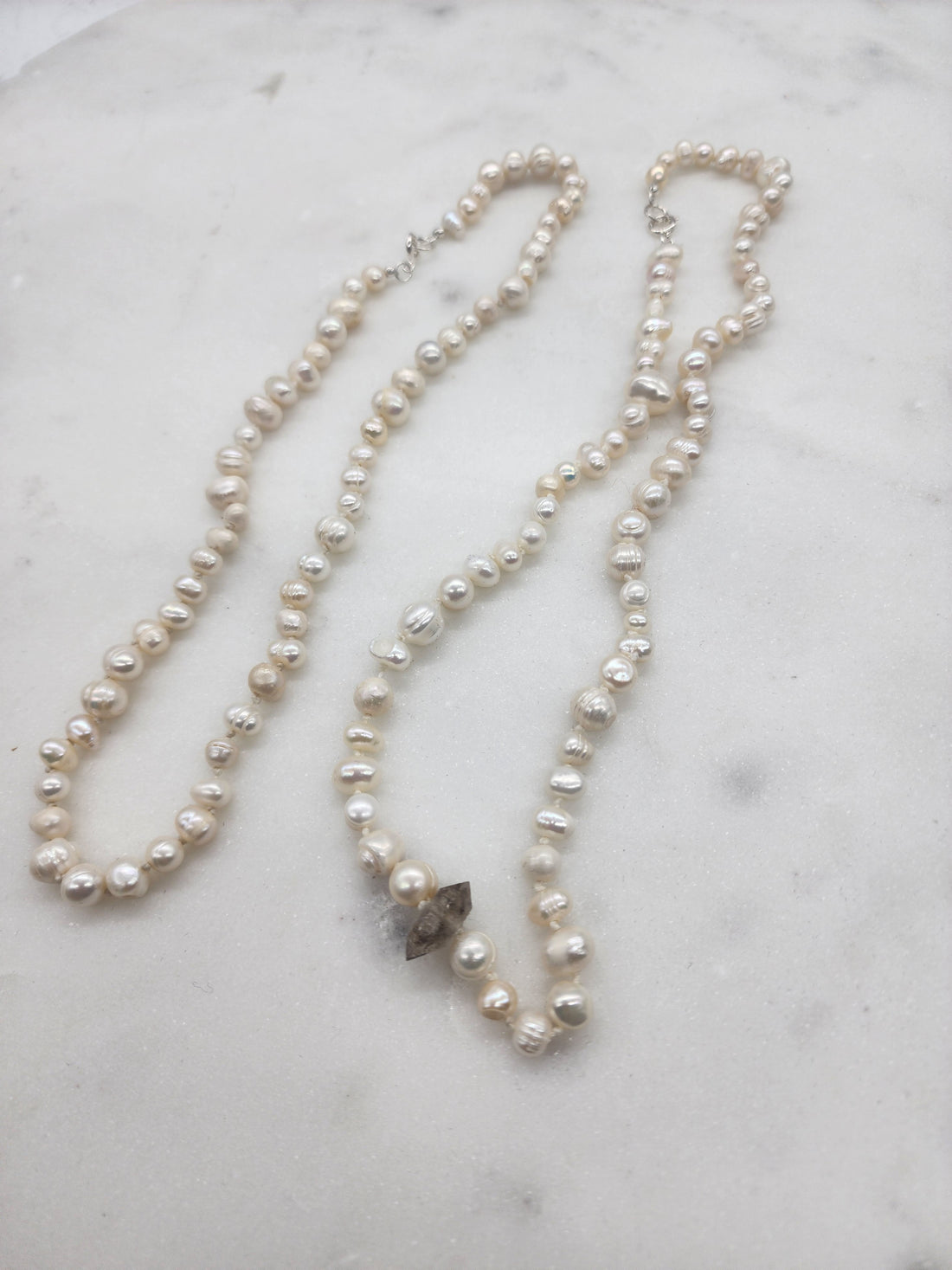 Single Strand Hand Tied Pearl Necklace 16