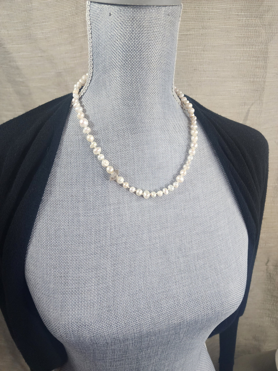 HandTied Pearl Necklace with Herkmier Diamond Accent