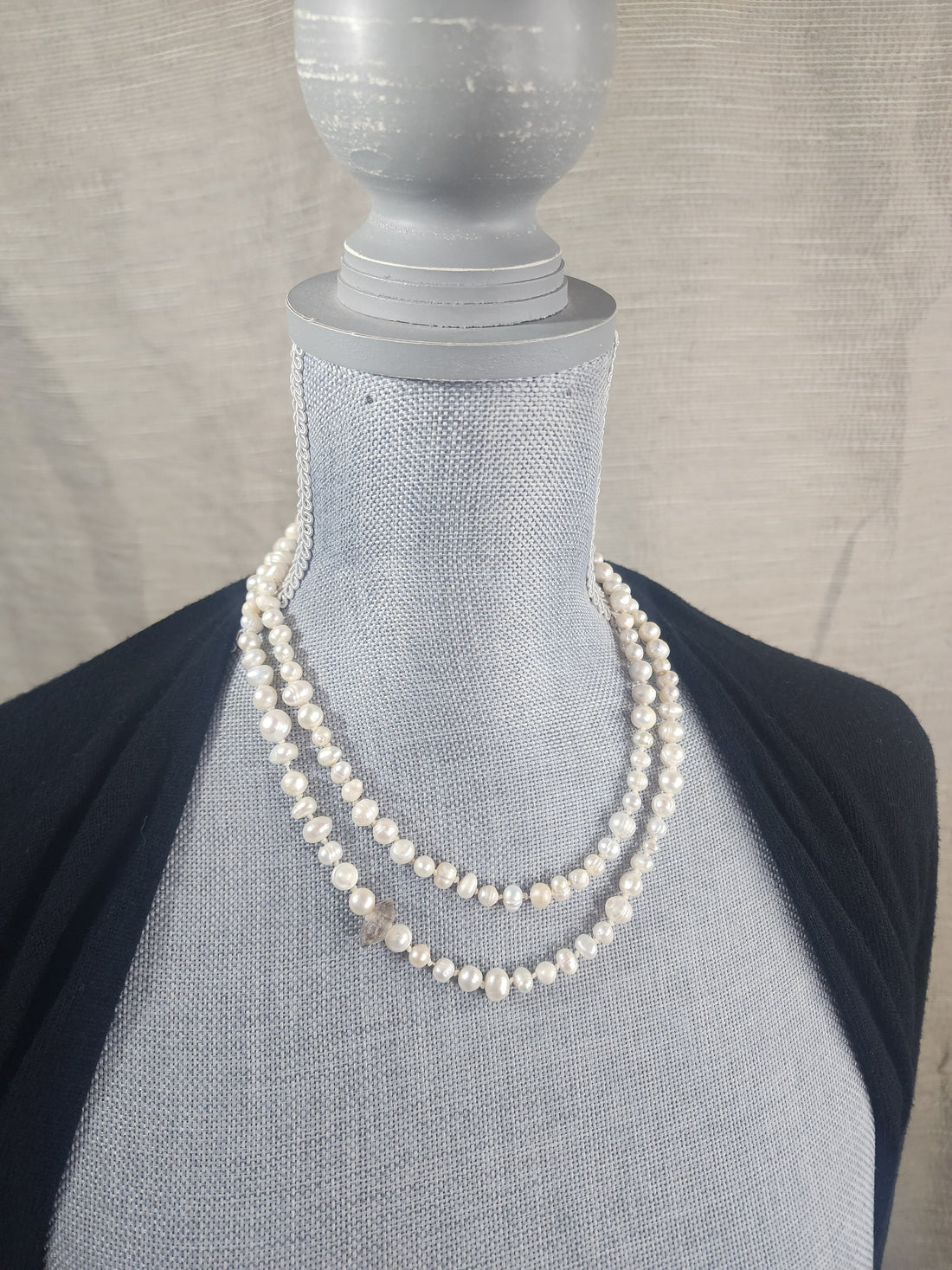 HandTied Pearl Necklace with Herkmier Diamond Accent