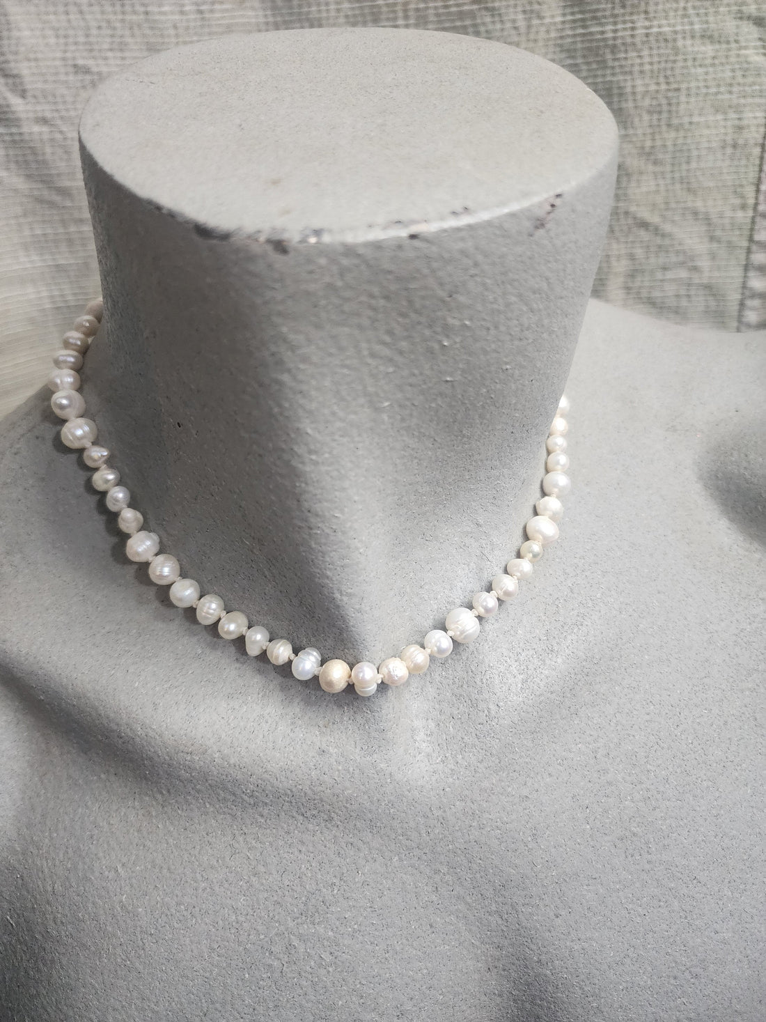 Single Strand Hand Tied Pearl Necklace 16