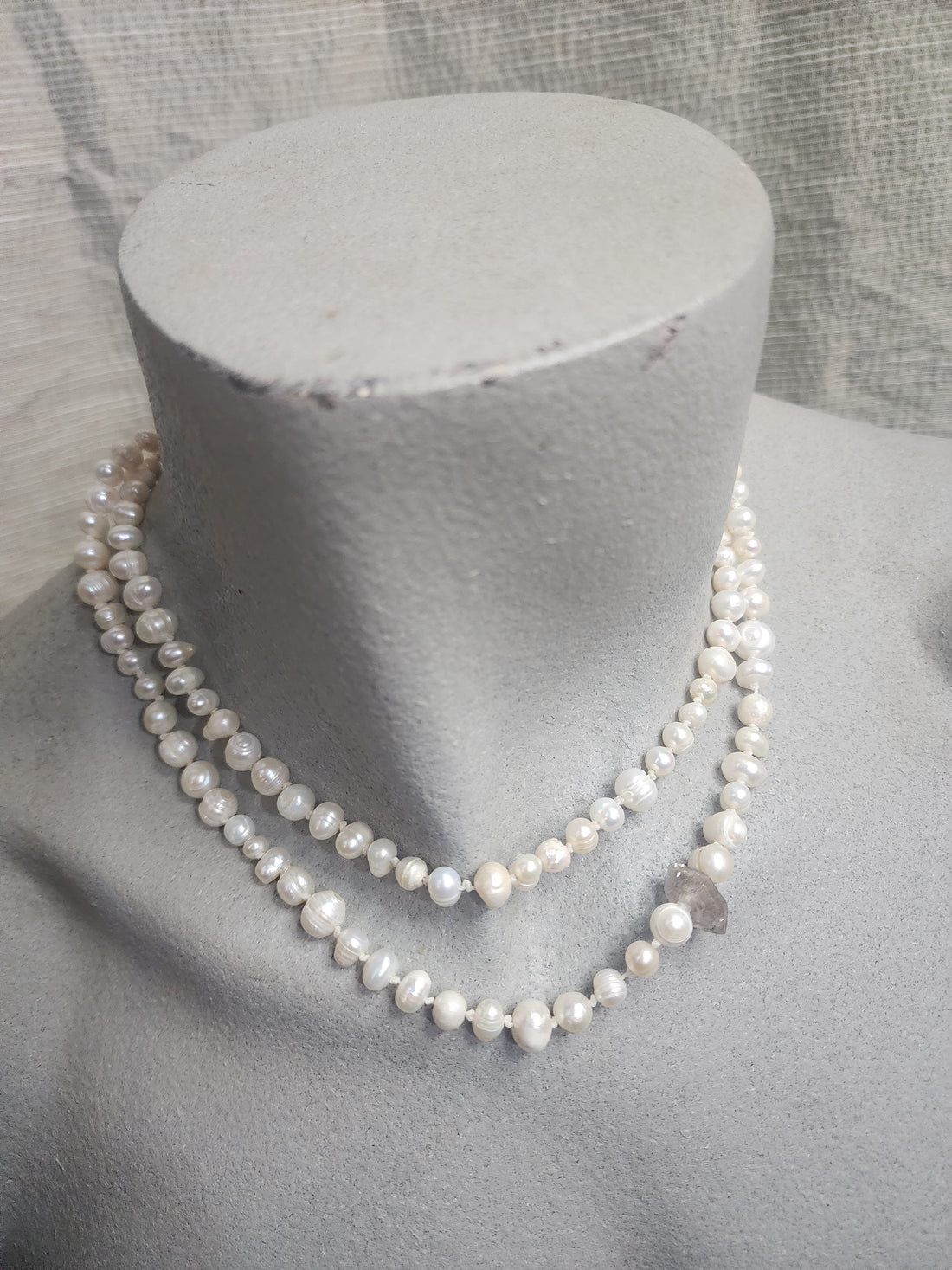 HandTied Pearl Necklace with Herkmier Diamond Accent