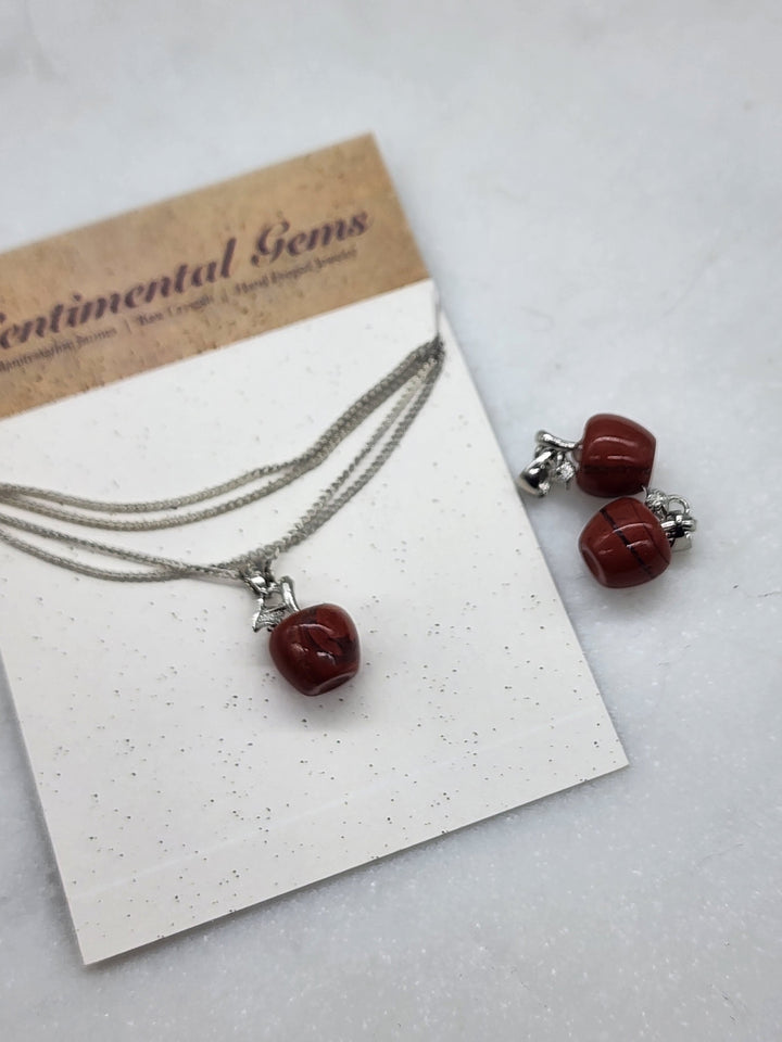 Apple Pendant: Red Jasper