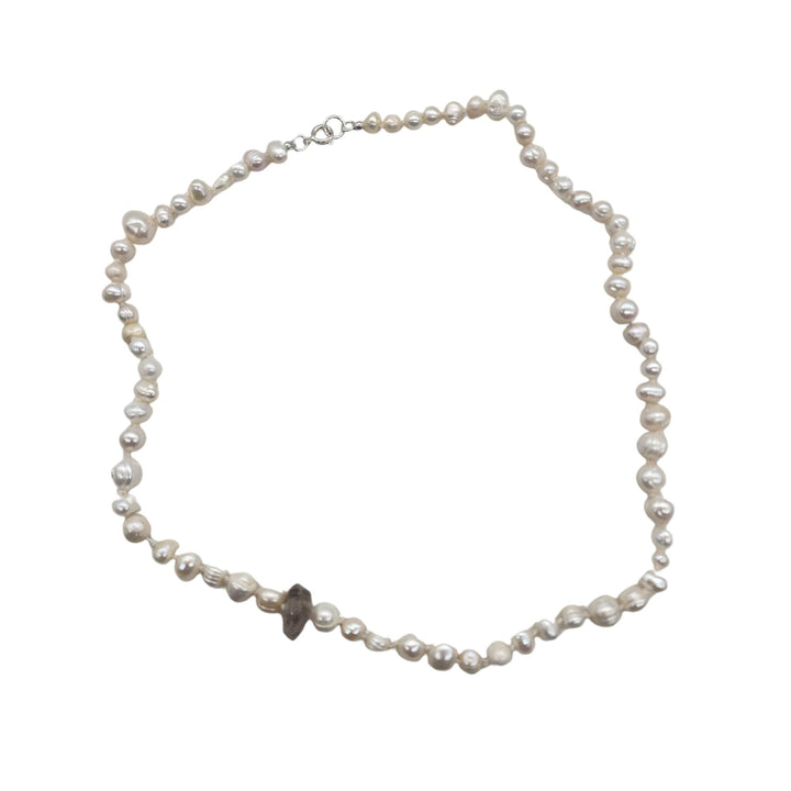 HandTied Pearl Necklace with Herkmier Diamond Accent