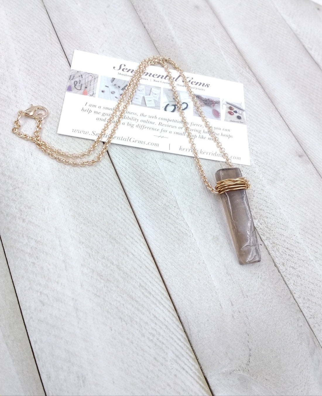 Smoky Quartz Affirmation Necklace