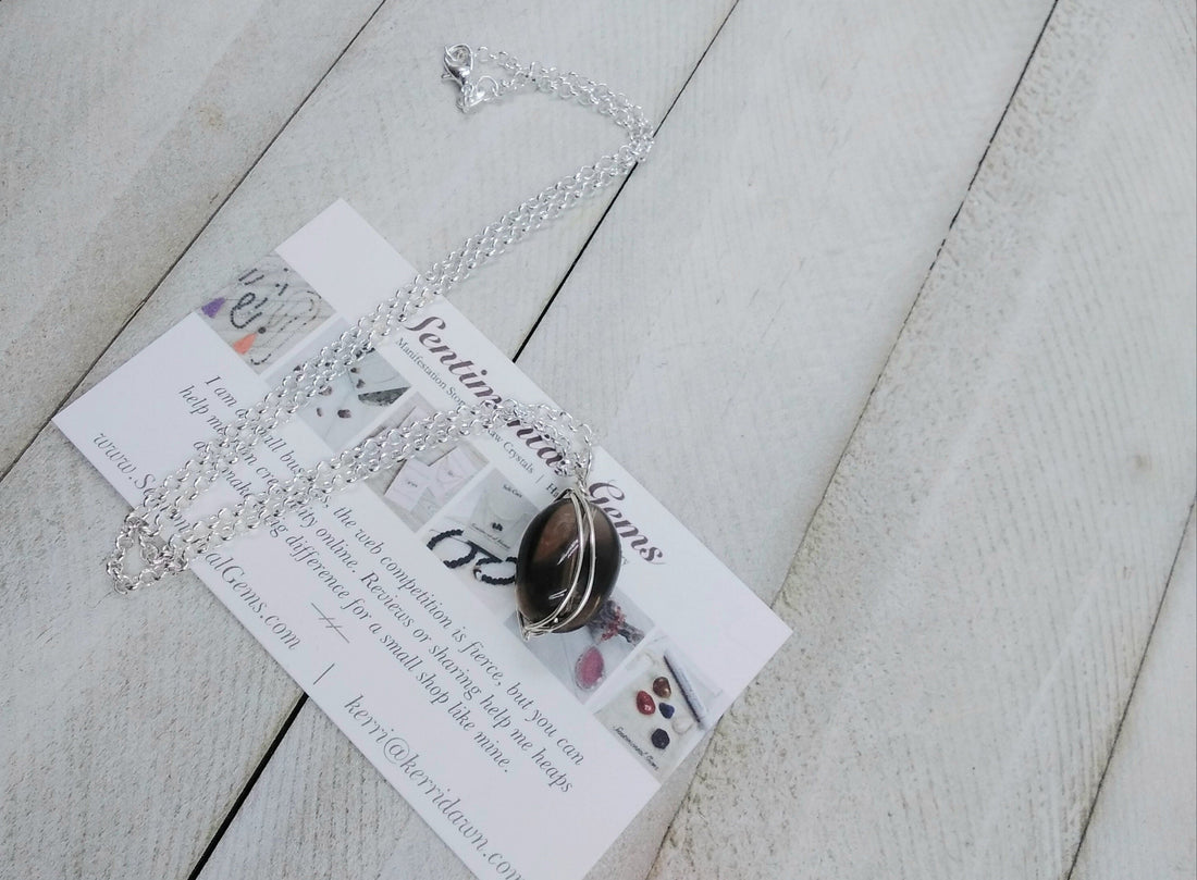 Smoky Quartz Affirmation Necklace