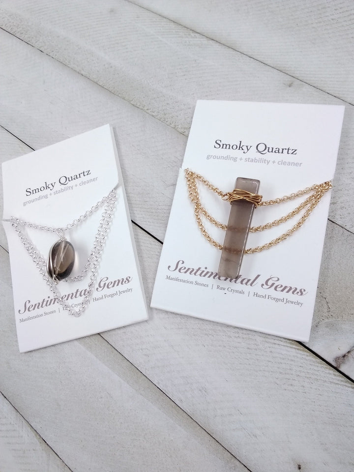 Smoky Quartz Affirmation Necklace