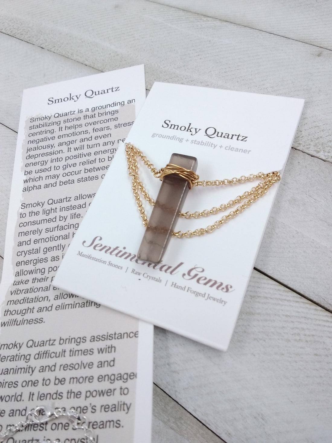 Smoky Quartz Affirmation Necklace