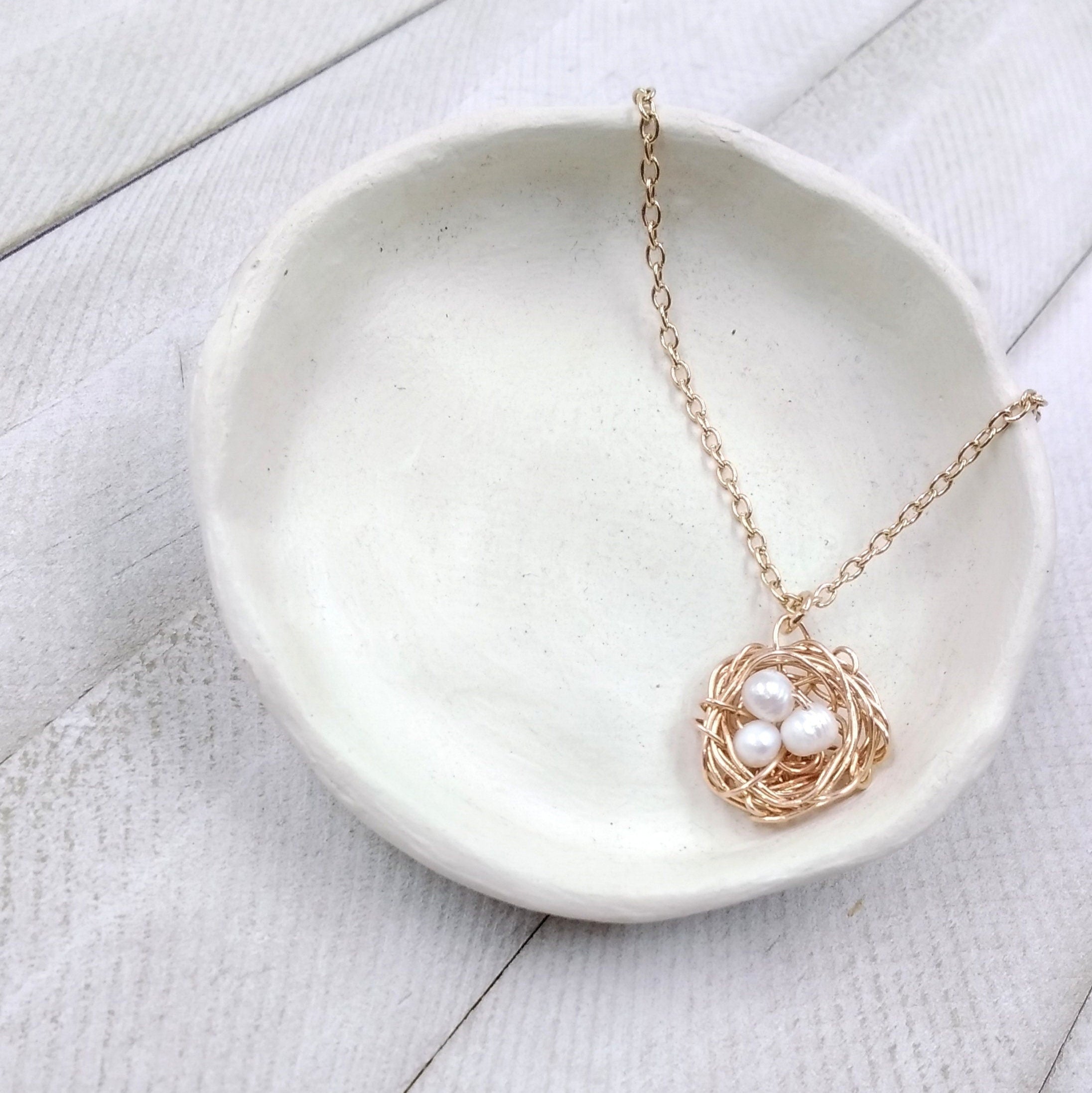 Mothers Day Pearl Birds Nest Necklace